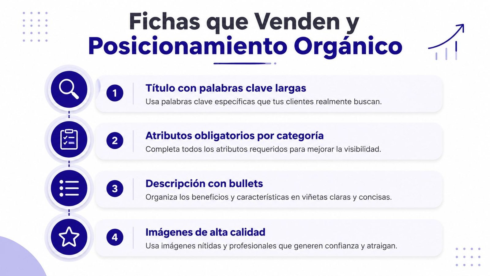 Infografía sobre cómo mejorar el posicionamiento orgánico y aumentar las ventas en Mercado Libre mediante optimización.
